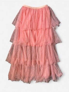 M2 by Mocha Apparel Tulle Pink Maxi Skirt w Pearls Women’s Size S